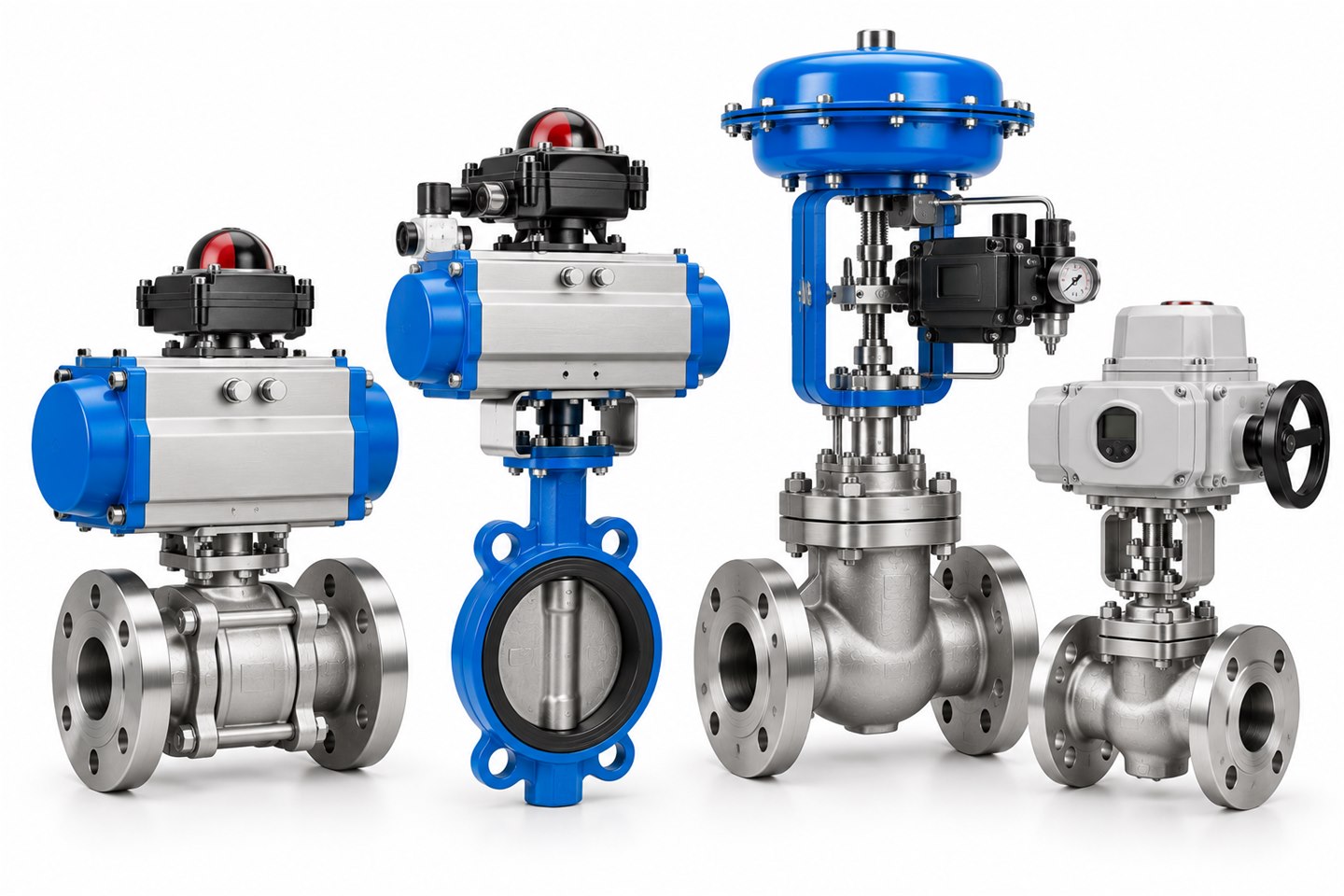 Illustration of valves in the actuated valve product family